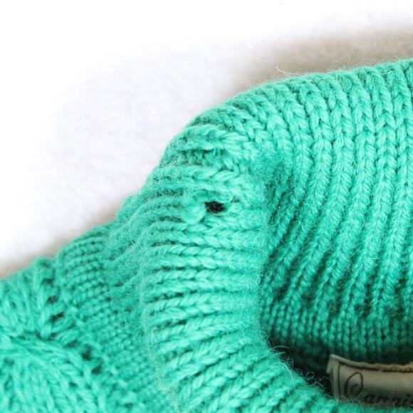 Carraig Donn Irish Wool Sweater Mens XL Green Cable Knit Turtleneck St Patricks - Picture 8 of 8